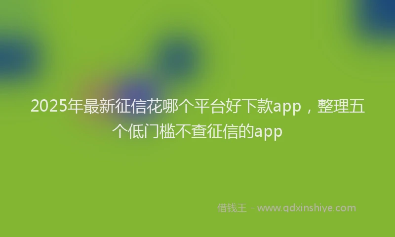 2025年最新征信花哪个平台好下款app，整理五个低门槛不查征信的app