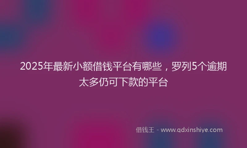 2025年最新小额借钱平台有哪些，罗列5个逾期太多仍可下款的平台