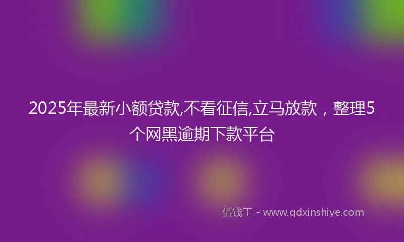 2025年最新小额贷款,不看征信,立马放款，整理5个网黑逾期下款平台