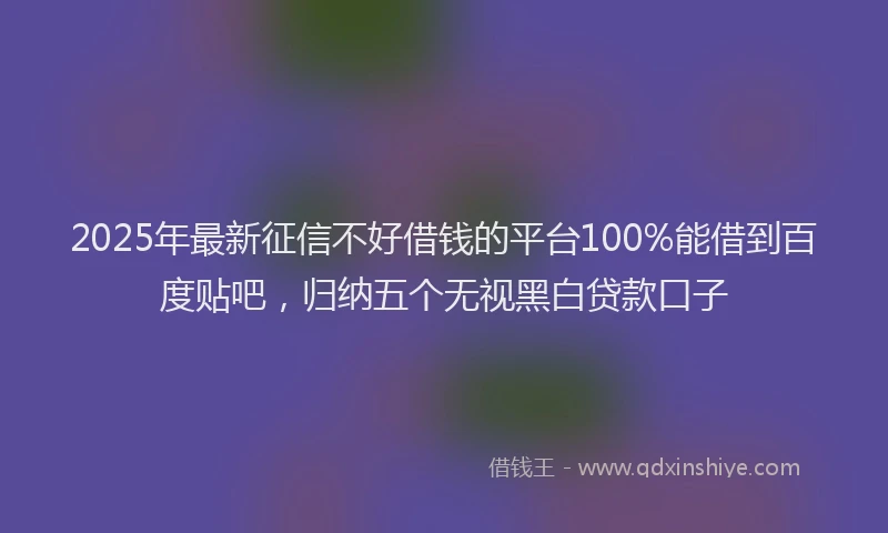 2025年最新征信不好借钱的平台100%能借到百度贴吧，归纳五个无视黑白贷款口子