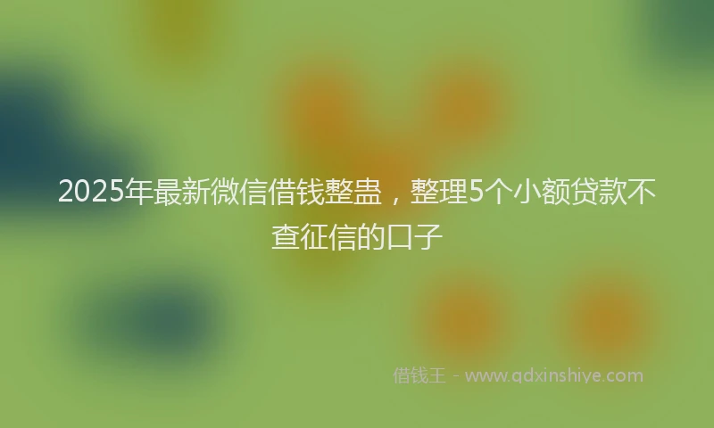 2025年最新微信借钱整蛊，整理5个小额贷款不查征信的口子