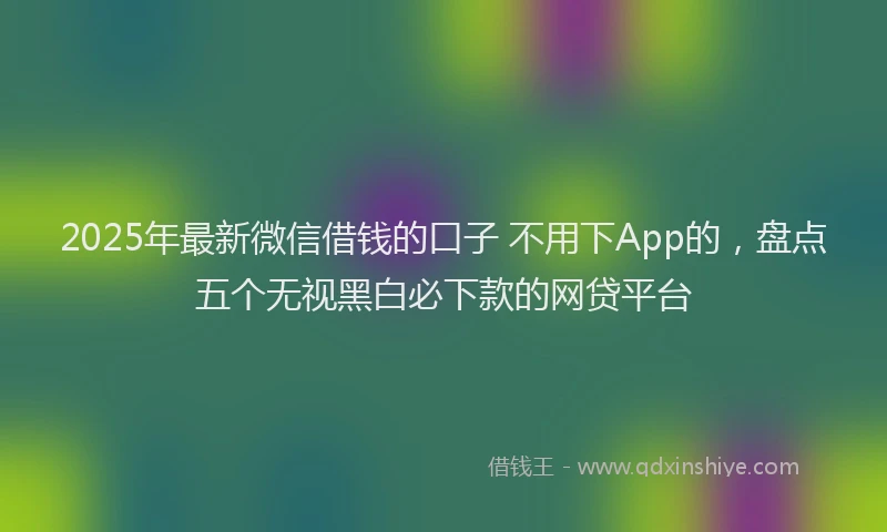 2025年最新微信借钱的口子 不用下App的，盘点五个无视黑白必下款的网贷平台