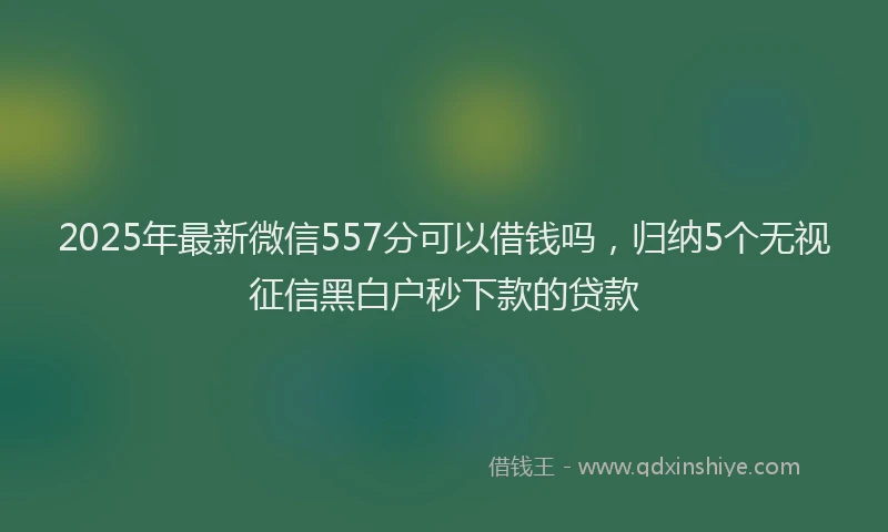 2025年最新微信557分可以借钱吗，归纳5个无视征信黑白户秒下款的贷款