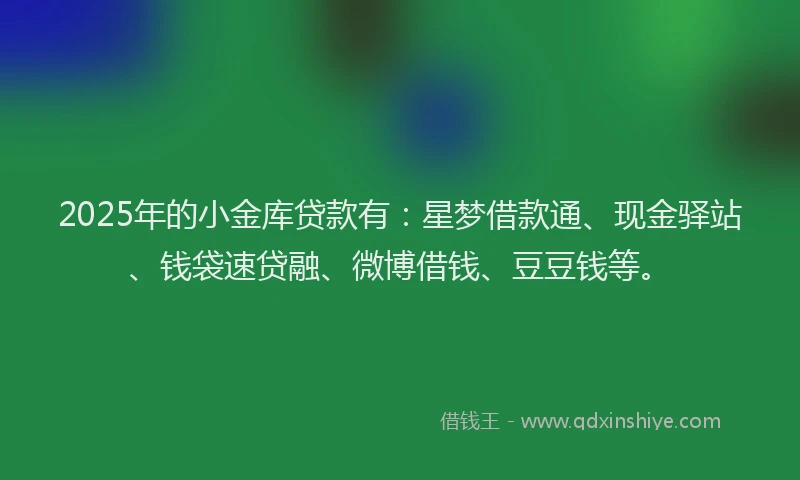 2025年的小金库贷款有：星梦借款通、现金驿站、钱袋速贷融、微博借钱、豆豆钱等。