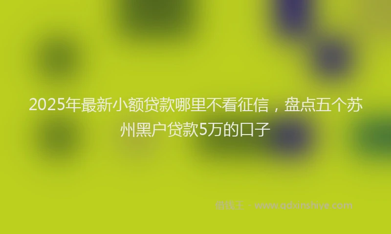 2025年最新小额贷款哪里不看征信，盘点五个苏州黑户贷款5万的口子