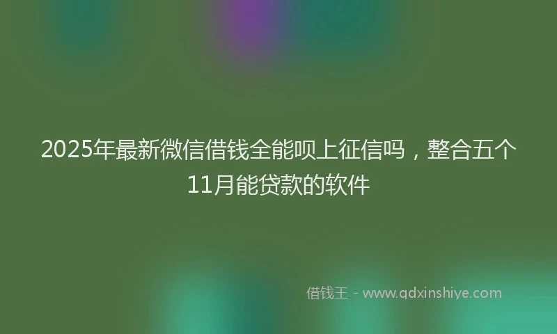 2025年最新微信借钱全能呗上征信吗，整合五个11月能贷款的软件
