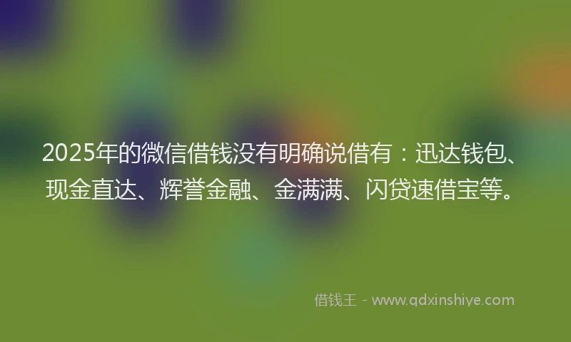 2025年的微信借钱没有明确说借有：迅达钱包、现金直达、辉誉金融、金满满、闪贷速借宝等。