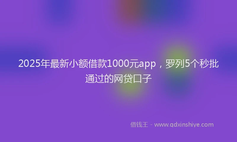 2025年最新小额借款1000元app，罗列5个秒批通过的网贷口子
