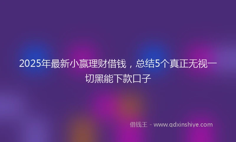 2025年最新小赢理财借钱，总结5个真正无视一切黑能下款口子