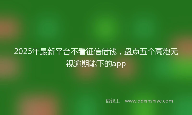 2025年最新平台不看征信借钱，盘点五个高炮无视逾期能下的app