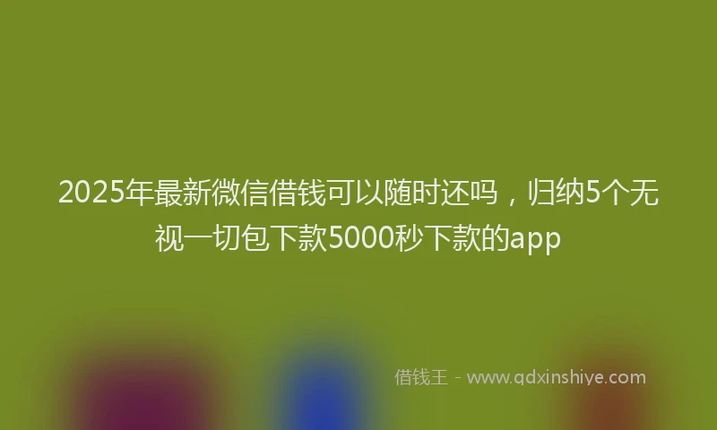 2025年最新微信借钱可以随时还吗，归纳5个无视一切包下款5000秒下款的app