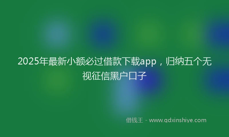 2025年最新小额必过借款下载app，归纳五个无视征信黑户口子