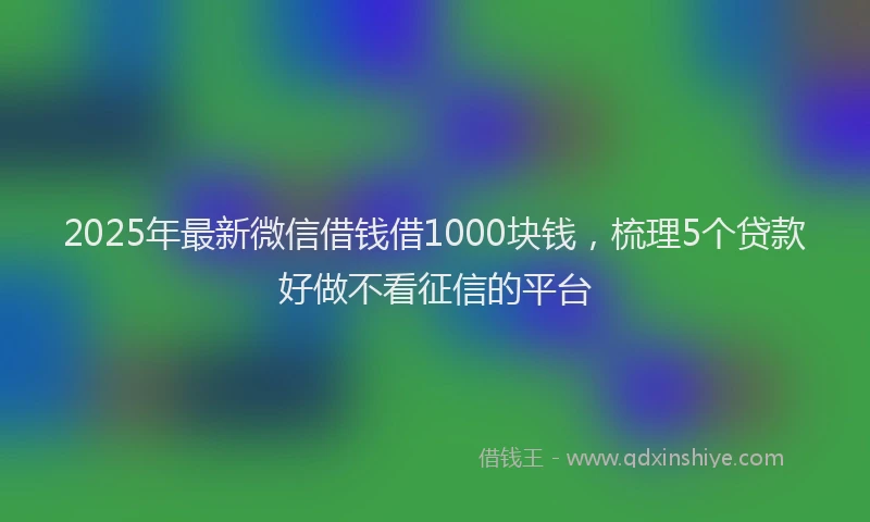 2025年最新微信借钱借1000块钱，梳理5个贷款好做不看征信的平台