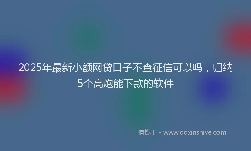 2025年最新小额网贷口子不查征信可以吗，归纳5个高炮能下款的软件