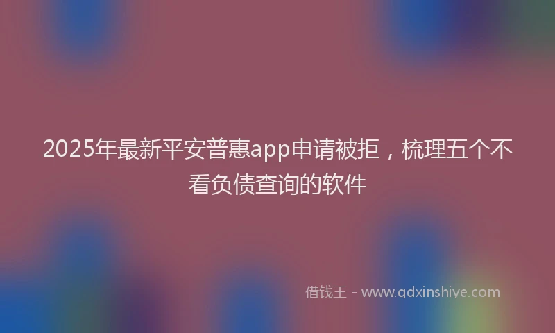 2025年最新平安普惠app申请被拒，梳理五个不看负债查询的软件
