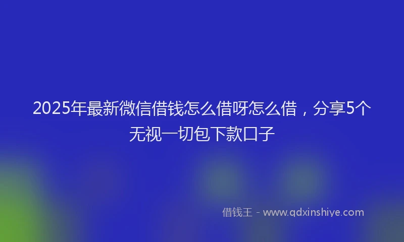 2025年最新微信借钱怎么借呀怎么借，分享5个无视一切包下款口子
