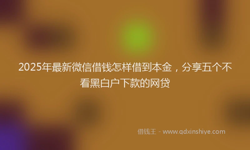 2025年最新微信借钱怎样借到本金，分享五个不看黑白户下款的网贷