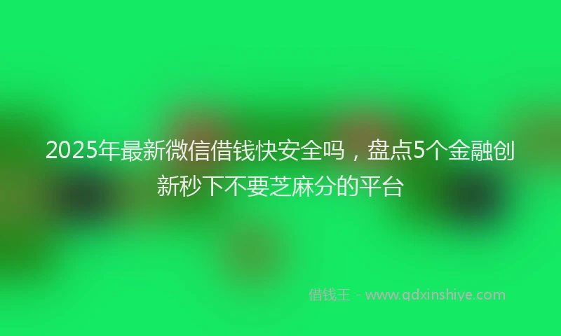 2025年最新微信借钱快安全吗，盘点5个金融创新秒下不要芝麻分的平台