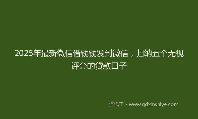 2025年最新微信借钱钱发到微信，归纳五个无视评分的贷款口子
