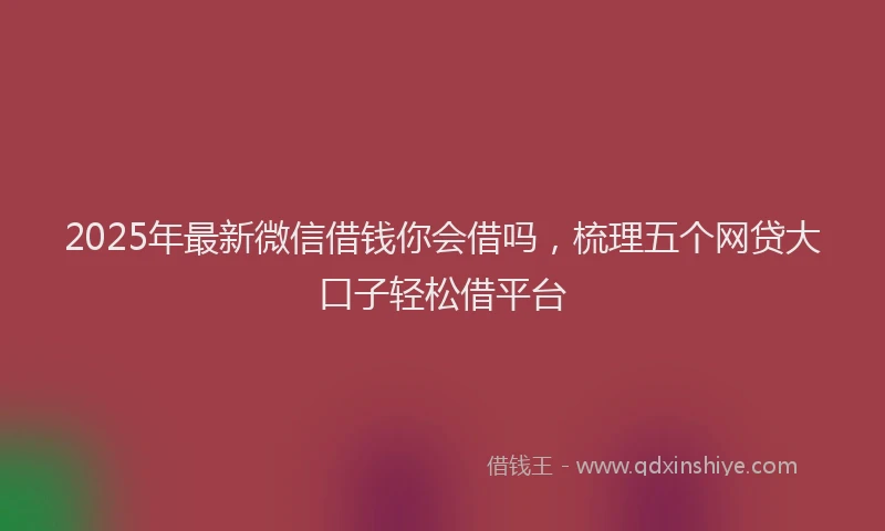 2025年最新微信借钱你会借吗，梳理五个网贷大口子轻松借平台
