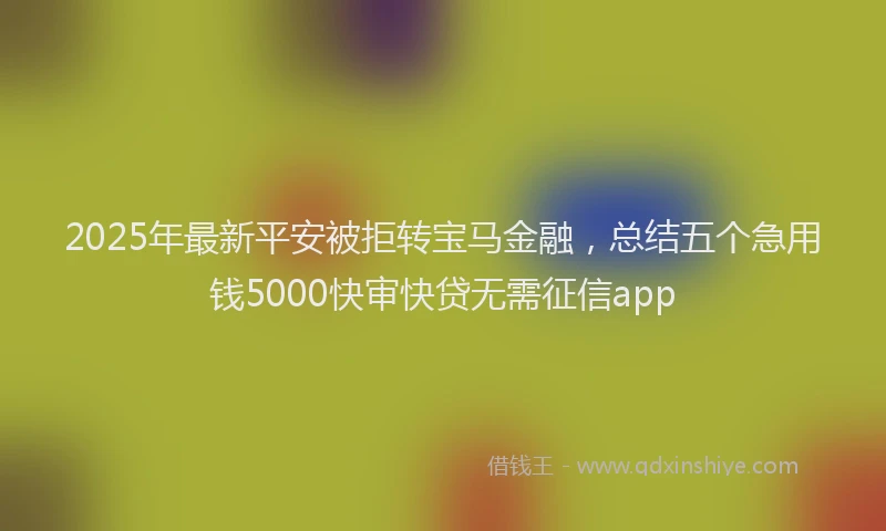 2025年最新平安被拒转宝马金融，总结五个急用钱5000快审快贷无需征信app