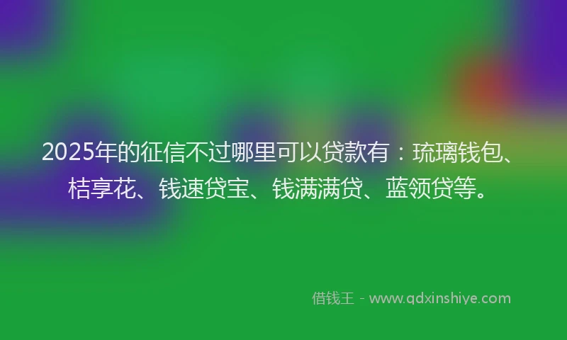 2025年的征信不过哪里可以贷款有：琉璃钱包、桔享花、钱速贷宝、钱满满贷、蓝领贷等。