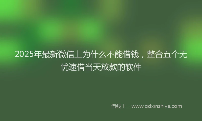 2025年最新微信上为什么不能借钱，整合五个无忧速借当天放款的软件