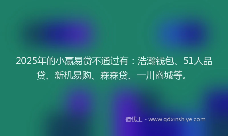 2025年的小赢易贷不通过有：浩瀚钱包、51人品贷、新机易购、森森贷、一川商城等。