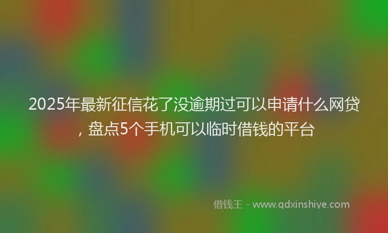 2025年最新征信花了没逾期过可以申请什么网贷，盘点5个手机可以临时借钱的平台