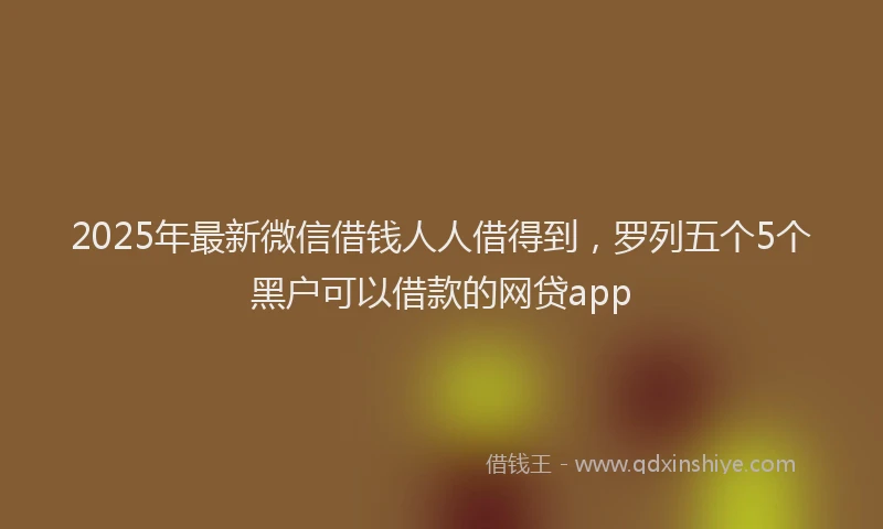 2025年最新微信借钱人人借得到，罗列五个5个黑户可以借款的网贷app