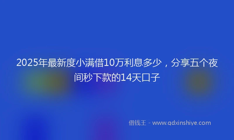 2025年最新度小满借10万利息多少，分享五个夜间秒下款的14天口子