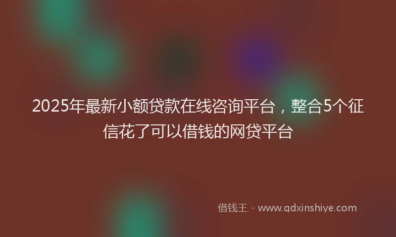 2025年最新小额贷款在线咨询平台，整合5个征信花了可以借钱的网贷平台