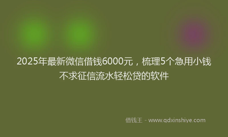 2025年最新微信借钱6000元，梳理5个急用小钱不求征信流水轻松贷的软件