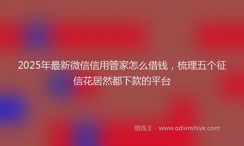 2025年最新微信信用管家怎么借钱，梳理五个征信花居然都下款的平台