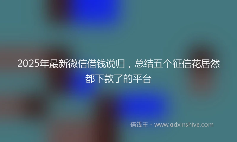 2025年最新微信借钱说归，总结五个征信花居然都下款了的平台