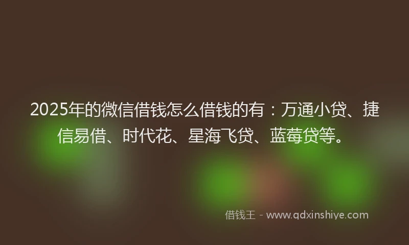 2025年的微信借钱怎么借钱的有：万通小贷、捷信易借、时代花、星海飞贷、蓝莓贷等。