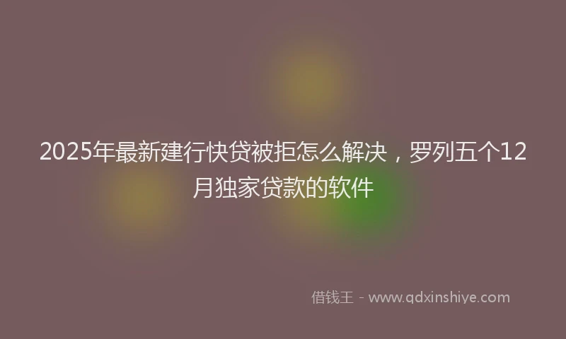 2025年最新建行快贷被拒怎么解决，罗列五个12月独家贷款的软件