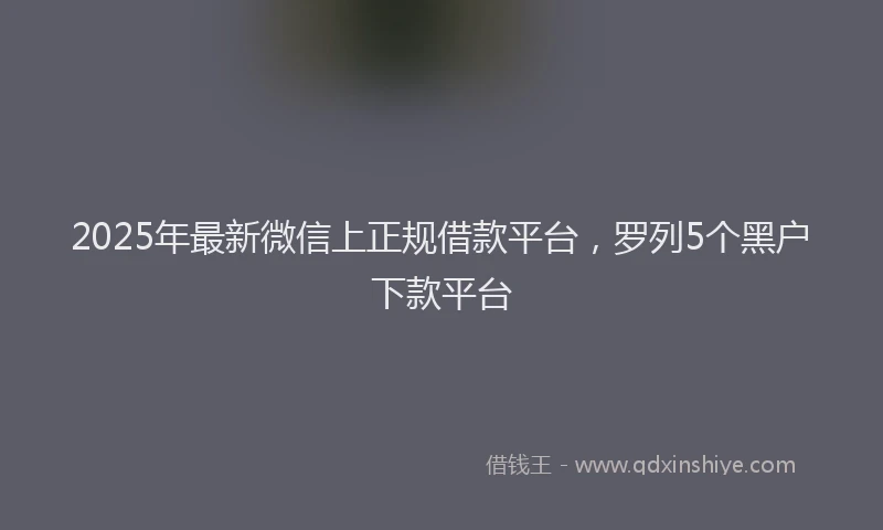 2025年最新微信上正规借款平台，罗列5个黑户下款平台