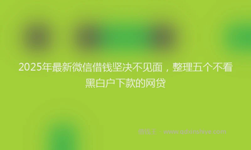 2025年最新微信借钱坚决不见面，整理五个不看黑白户下款的网贷