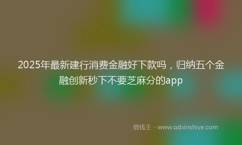 2025年最新建行消费金融好下款吗，归纳五个金融创新秒下不要芝麻分的app