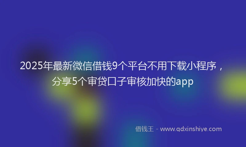 2025年最新微信借钱9个平台不用下载小程序，分享5个审贷口子审核加快的app
