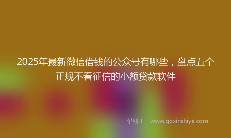 2025年最新微信借钱的公众号有哪些，盘点五个正规不看征信的小额贷款软件