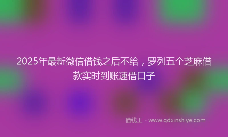 2025年最新微信借钱之后不给，罗列五个芝麻借款实时到账速借口子