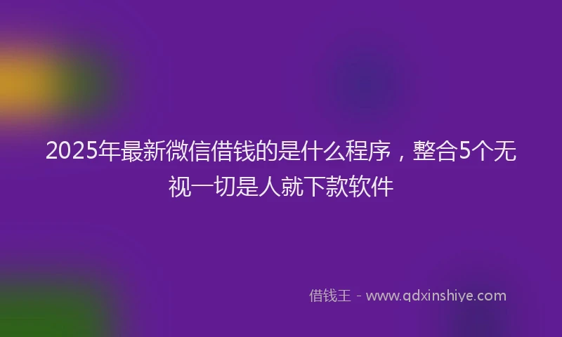 2025年最新微信借钱的是什么程序，整合5个无视一切是人就下款软件