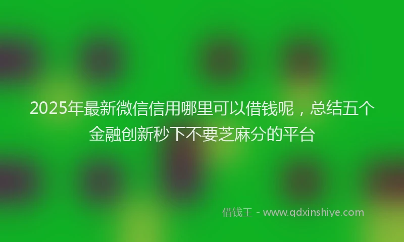 2025年最新微信信用哪里可以借钱呢，总结五个金融创新秒下不要芝麻分的平台