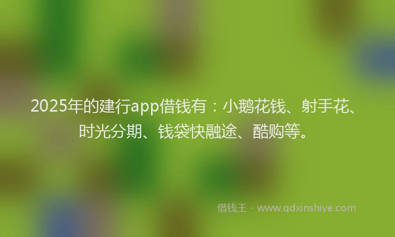 2025年的建行app借钱有：小鹅花钱、射手花、时光分期、钱袋快融途、酷购等。