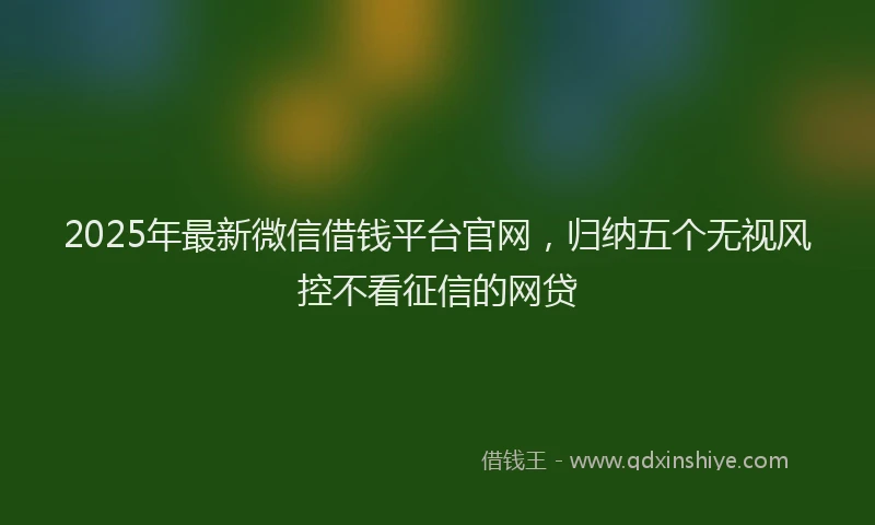 2025年最新微信借钱平台官网，归纳五个无视风控不看征信的网贷