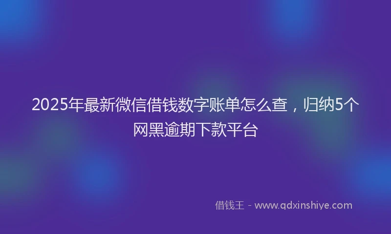 2025年最新微信借钱数字账单怎么查，归纳5个网黑逾期下款平台