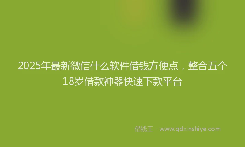 2025年最新微信什么软件借钱方便点，整合五个18岁借款神器快速下款平台