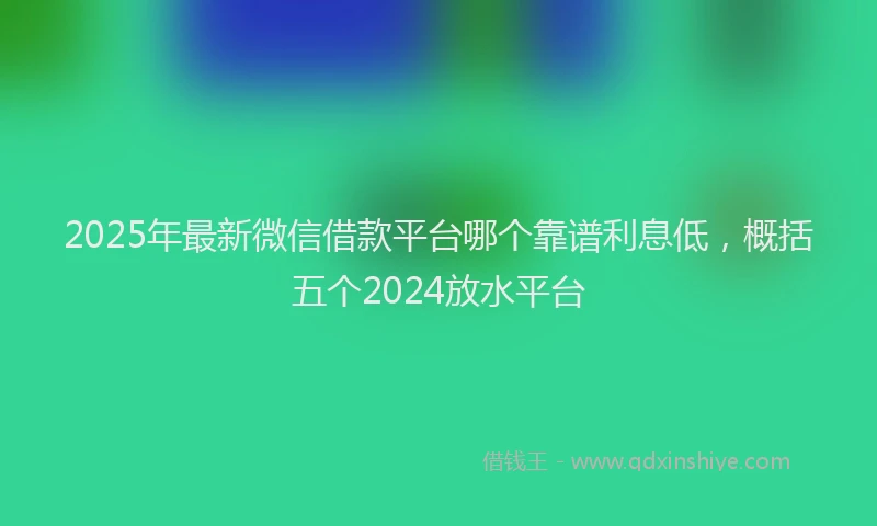 2025年最新微信借款平台哪个靠谱利息低，概括五个2024放水平台